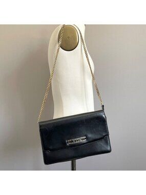 Vintage Gucci Black Leather Convertible Shoulder Bag / Clutch - Medium 🇮🇹